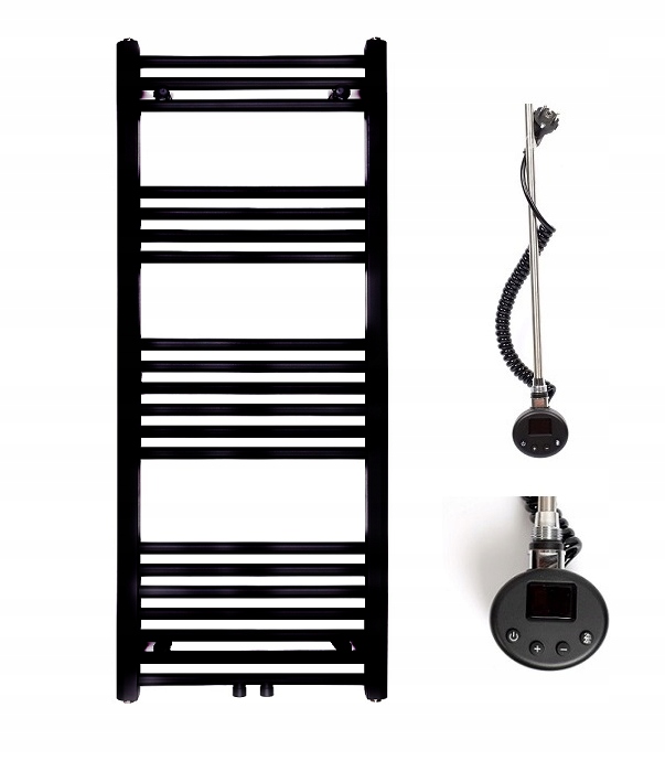 Elektrický rebríkový kúpeľňový radiátor TRM 1200x500 - 600W čierny
