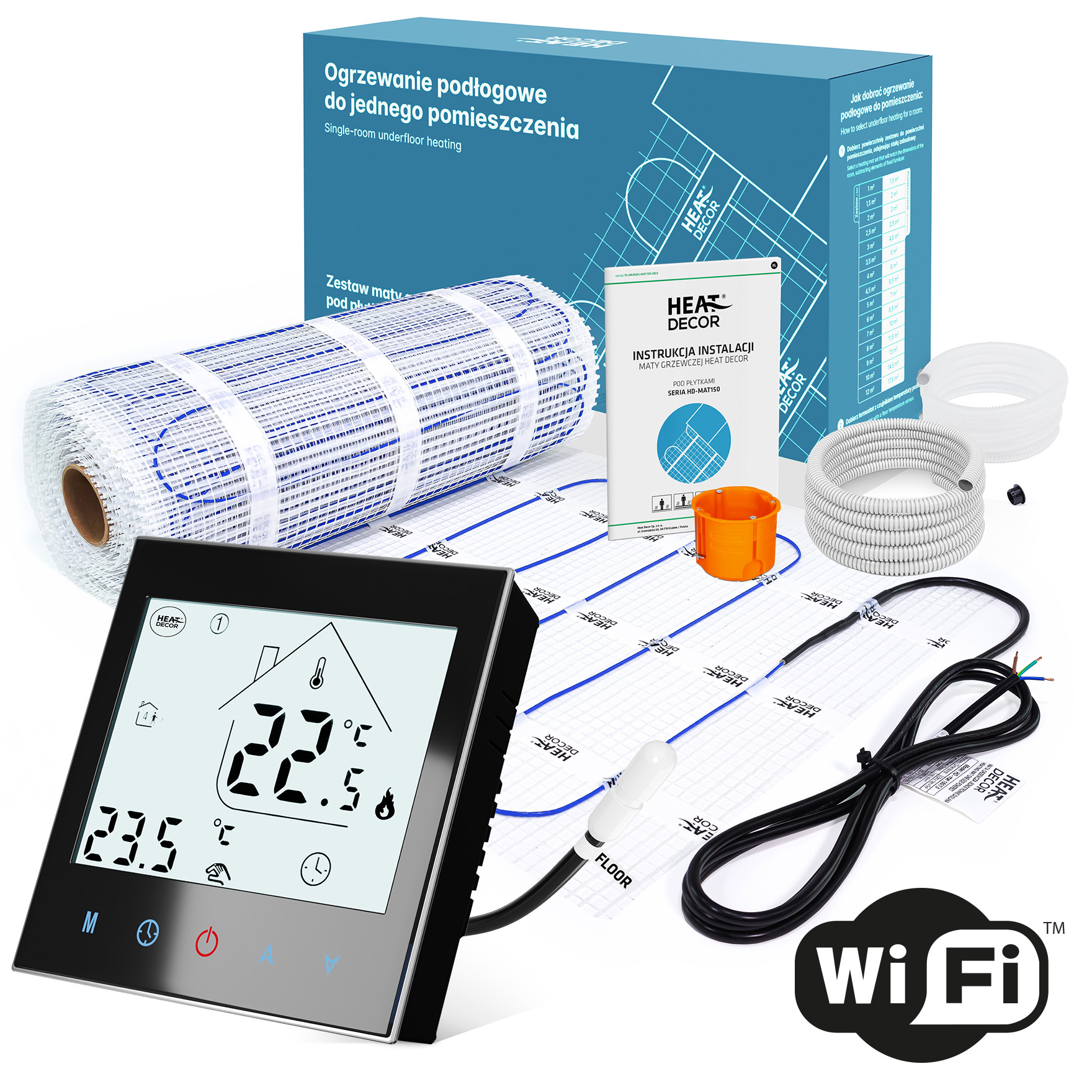 Vyhrievacia podložka HD-MAT | Termostat T1000.B.WIFI | 150 W/m² | Súprava 4 m²