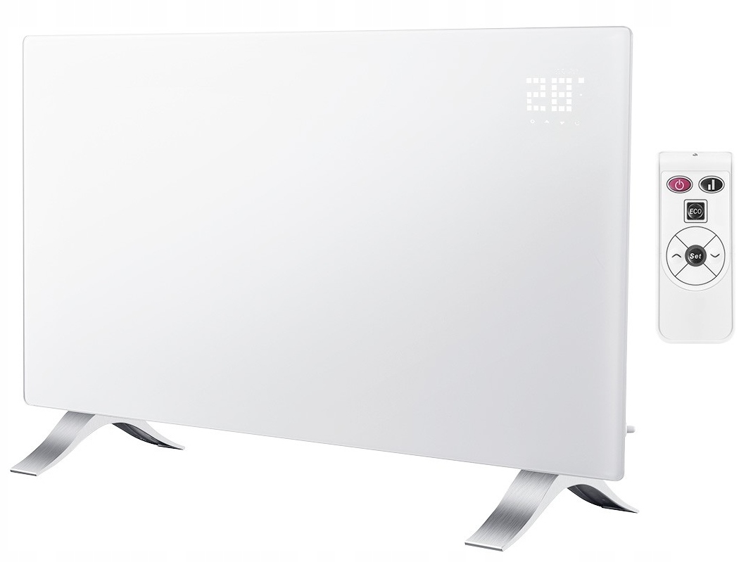 Elektrický kúpeľňový kúrnik biely moderný diaľkový ovládač