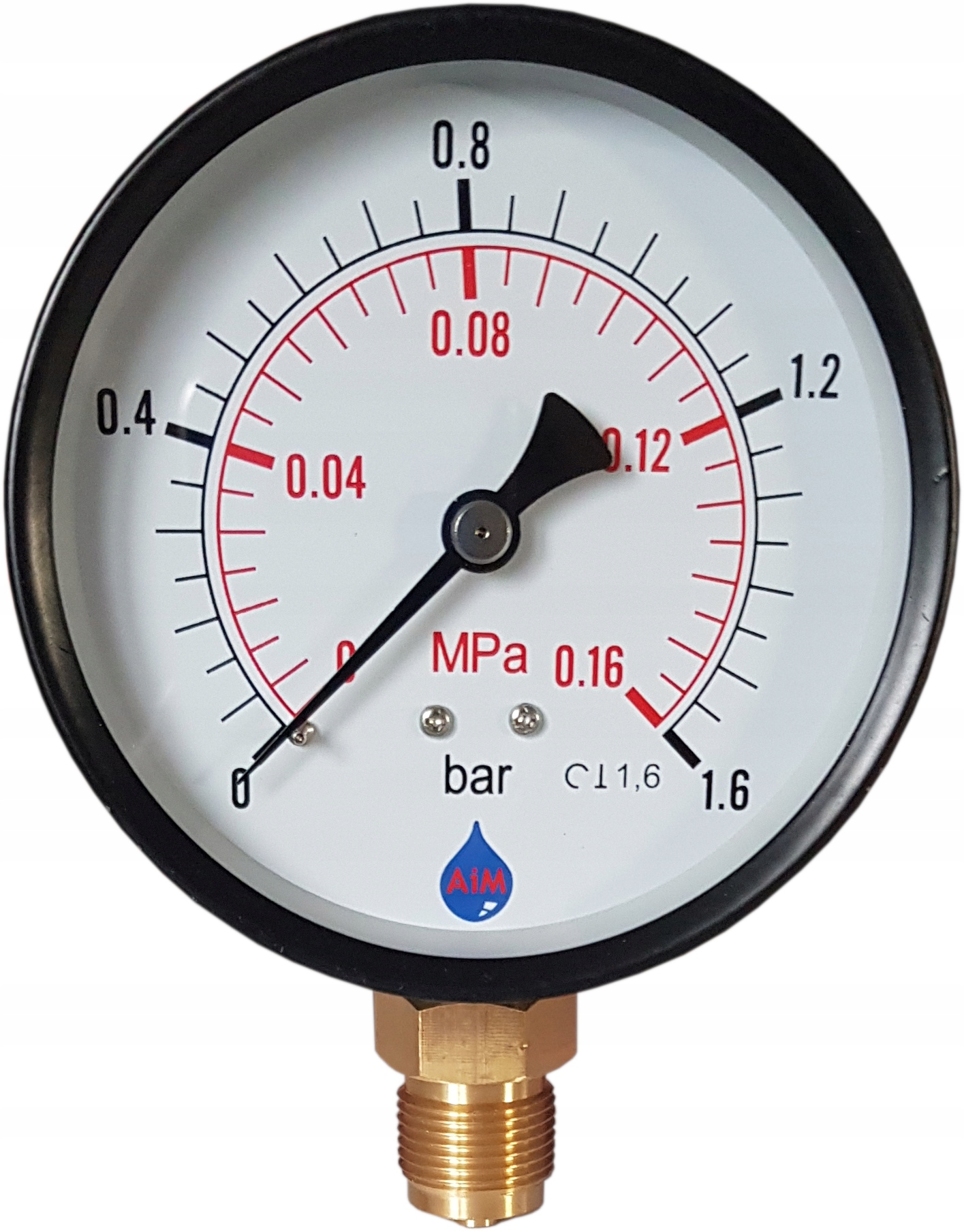 MANOMETER 100 mm M20x1,5 1,6 BAROVÝ RADIÁLNY SPOD