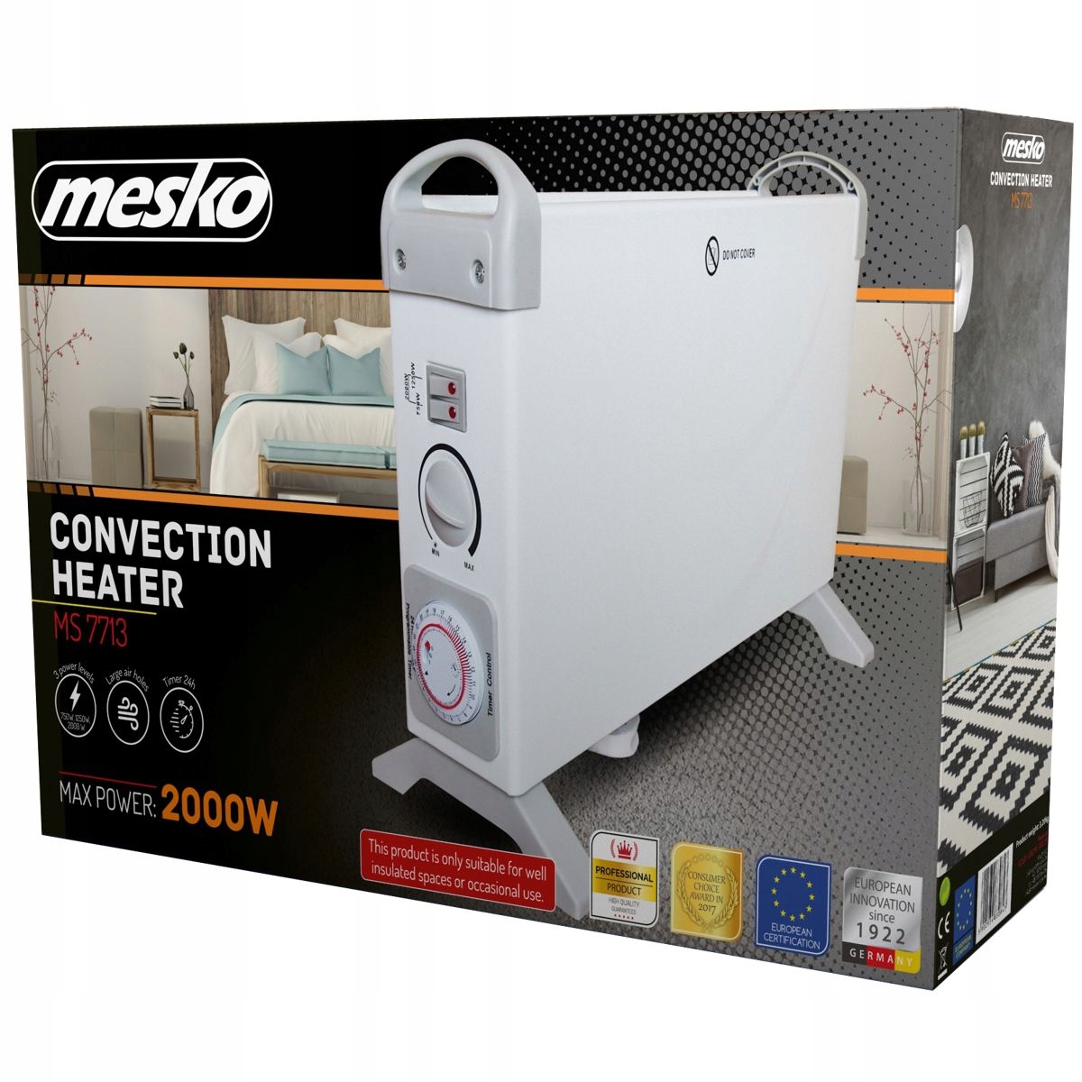 KONVEKTOROVÝ OHrievač Mesko MS7713 3 ÚROVNE VÝKONU
