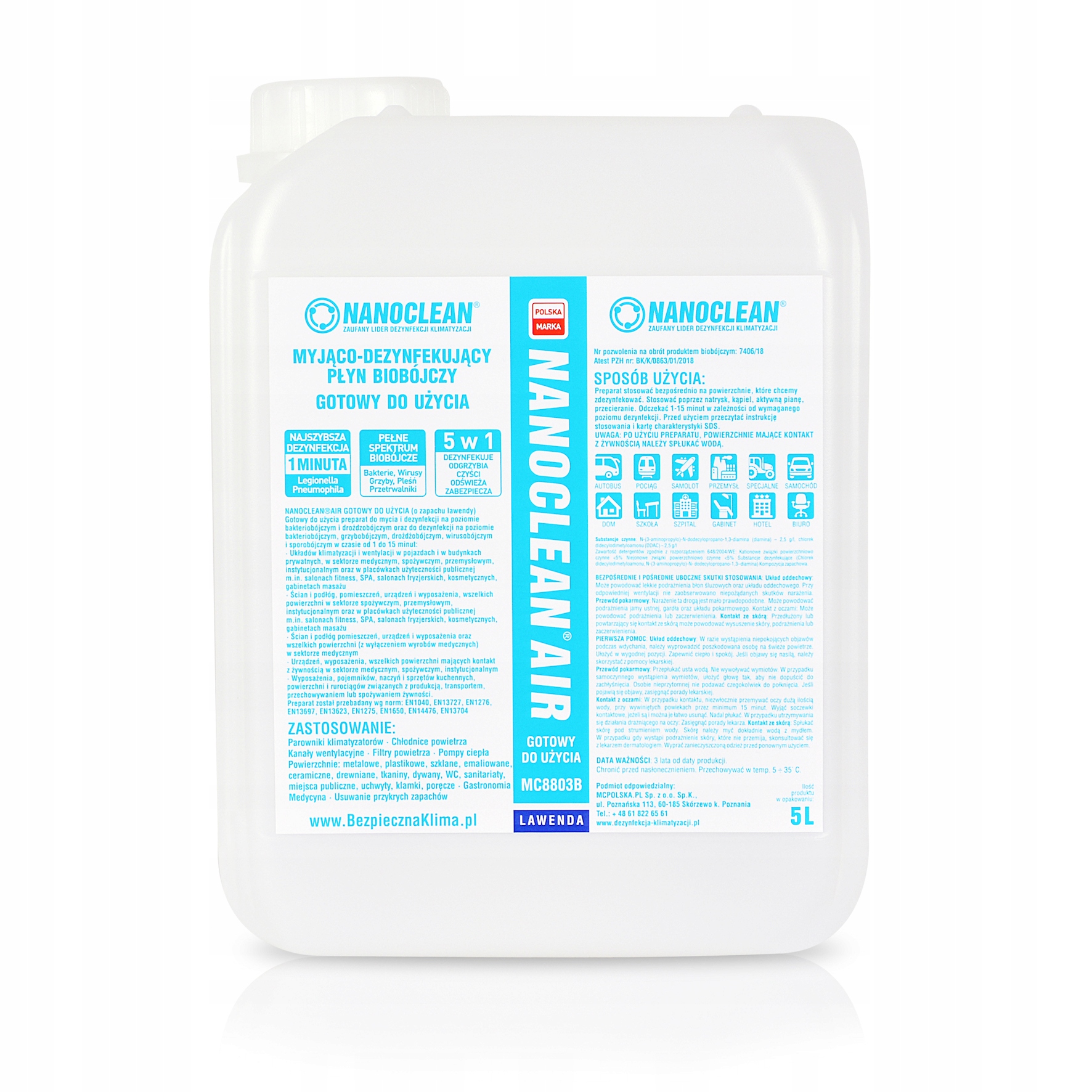 NANOCLEAN Biocídna, virucidná tekutina 5 L