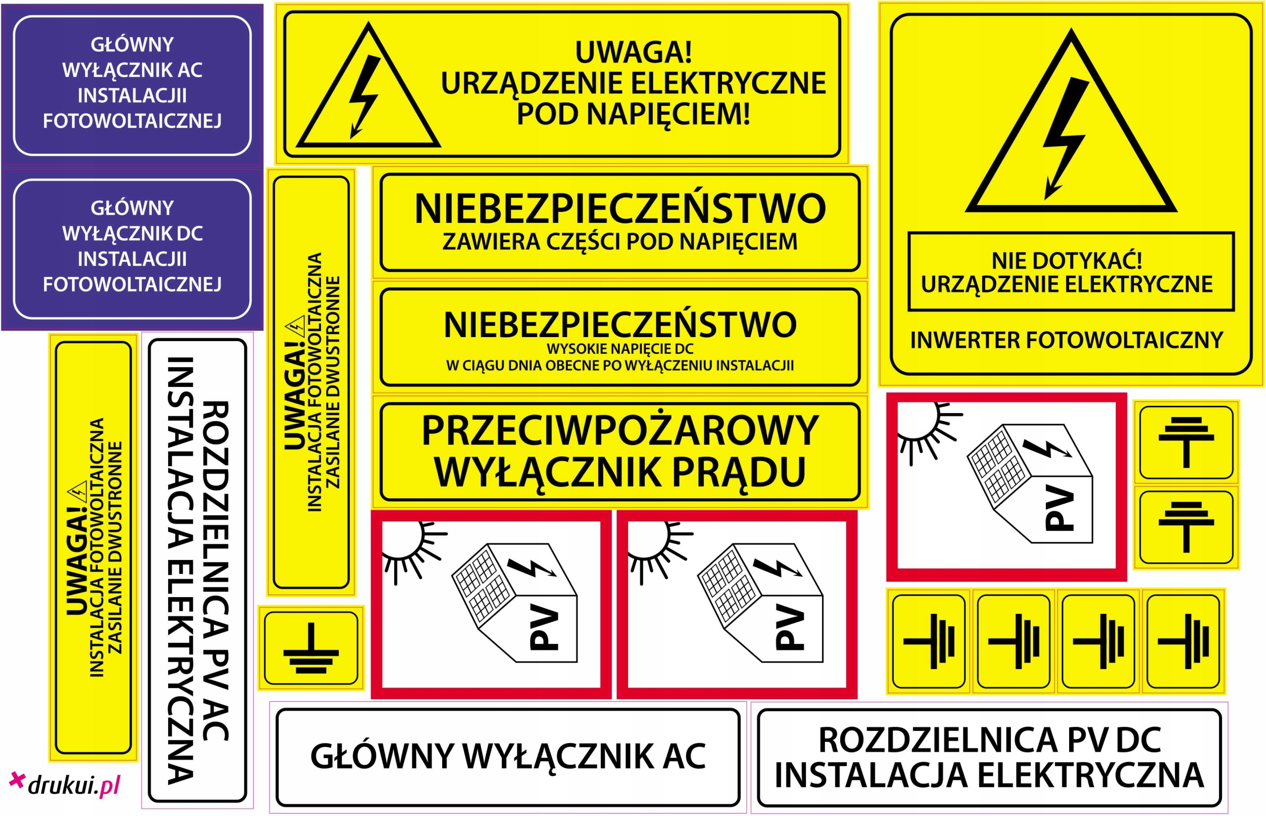 Výstražné nálepky Fottovoltaické PV x100 Požiadavky