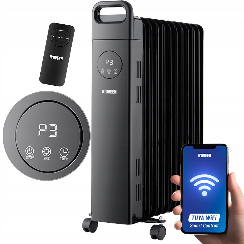 Olejový radiátor 2500 W 11 ribs n'oveen OH8099 tuya wifi smart + diaľk.