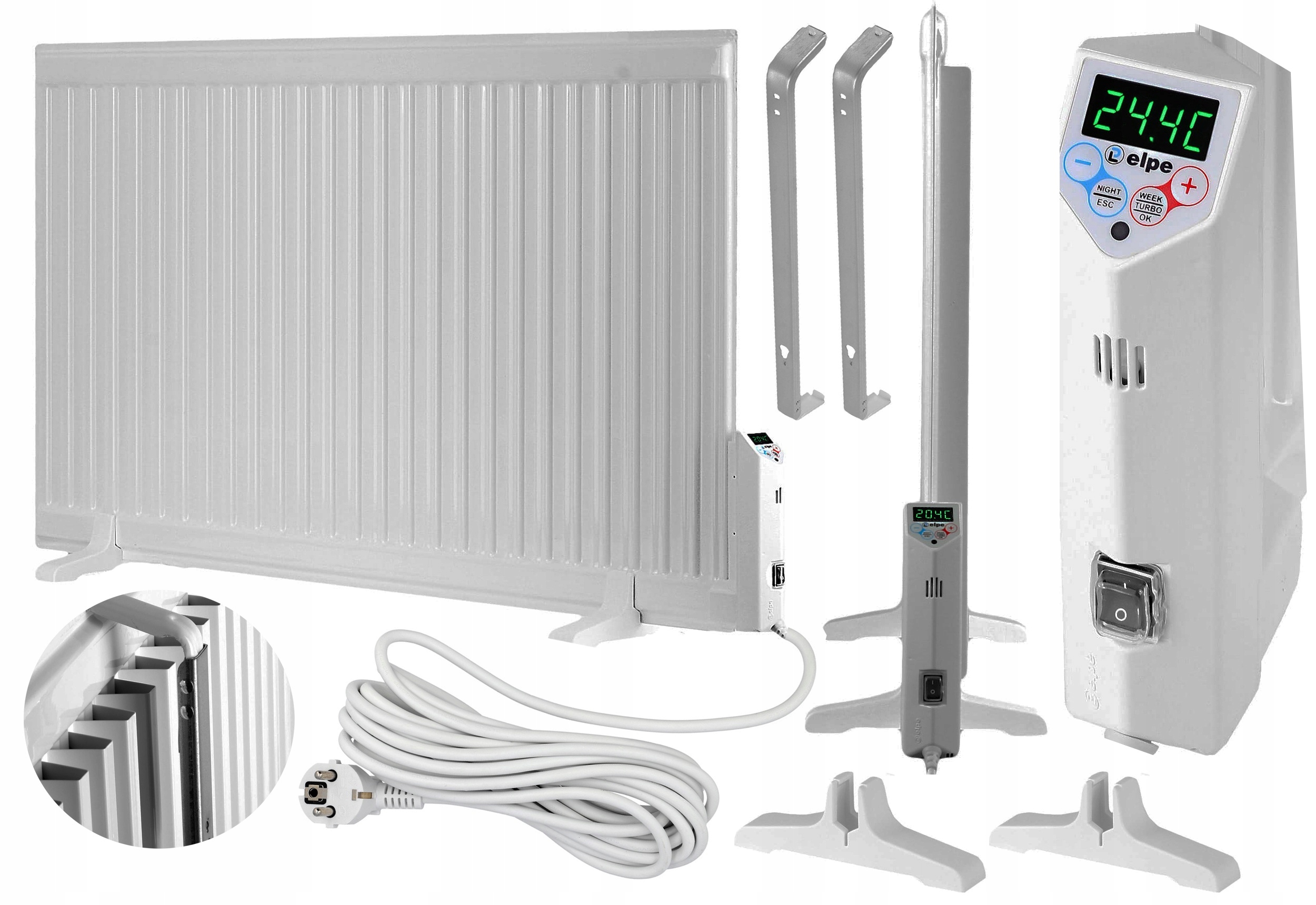 ELEKTRICKÝ OLEJOVÝ RADIÁTOR 2000 W EKO BIELY LCD 114 CM x 60 CM