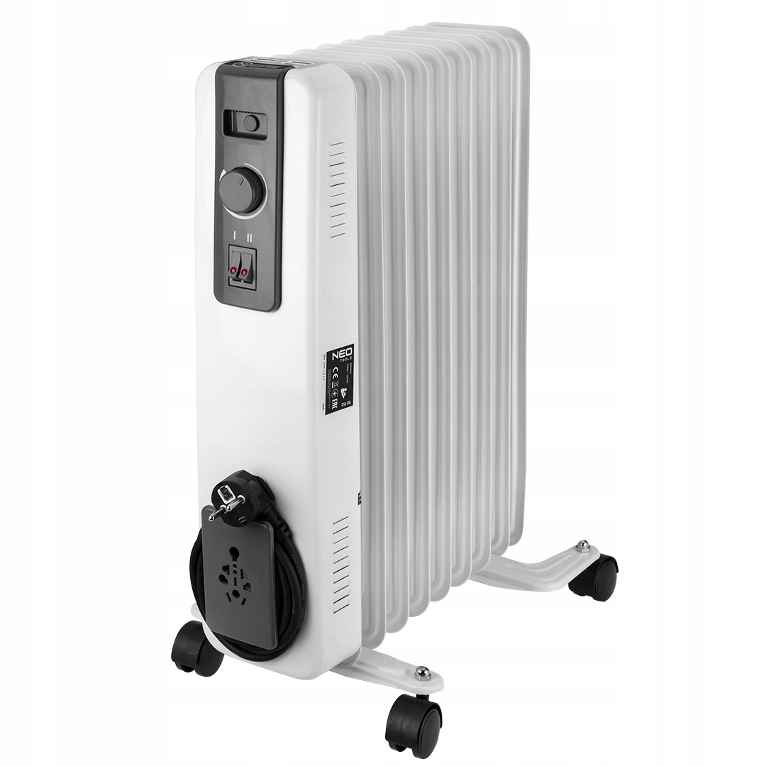Olejový radiátor, elektrický olejový ohrievač 2000W, 9 lamelový radiátor