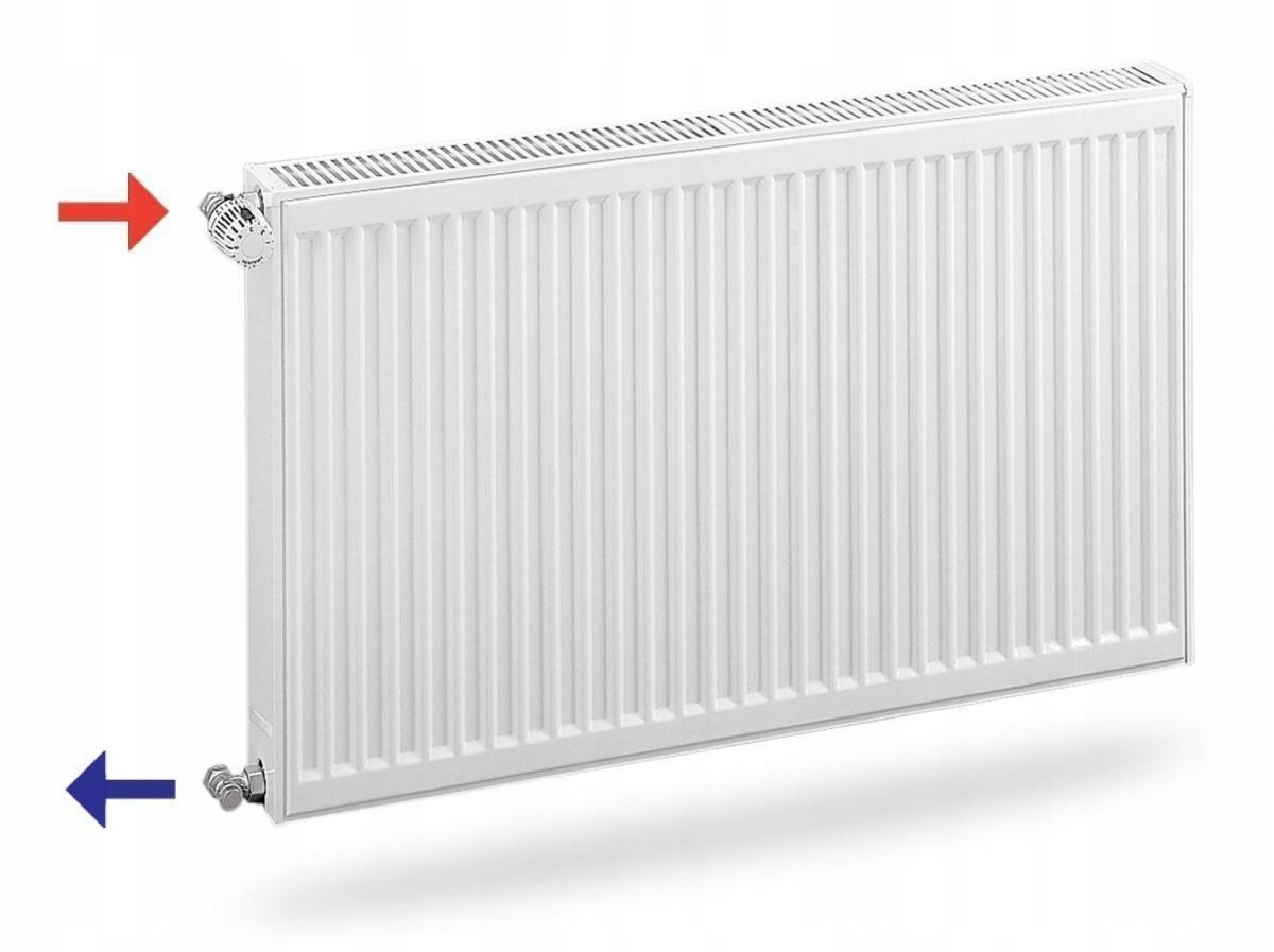 Oceľový panelový radiátor Purmo 2227 W biely 1400 x 550 x 102 mm - bočné pripojenie