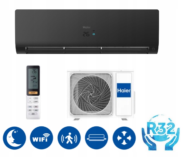 Tepelné čerpadlo Haier FLEXIS Plus matná čierna 3,5 kW