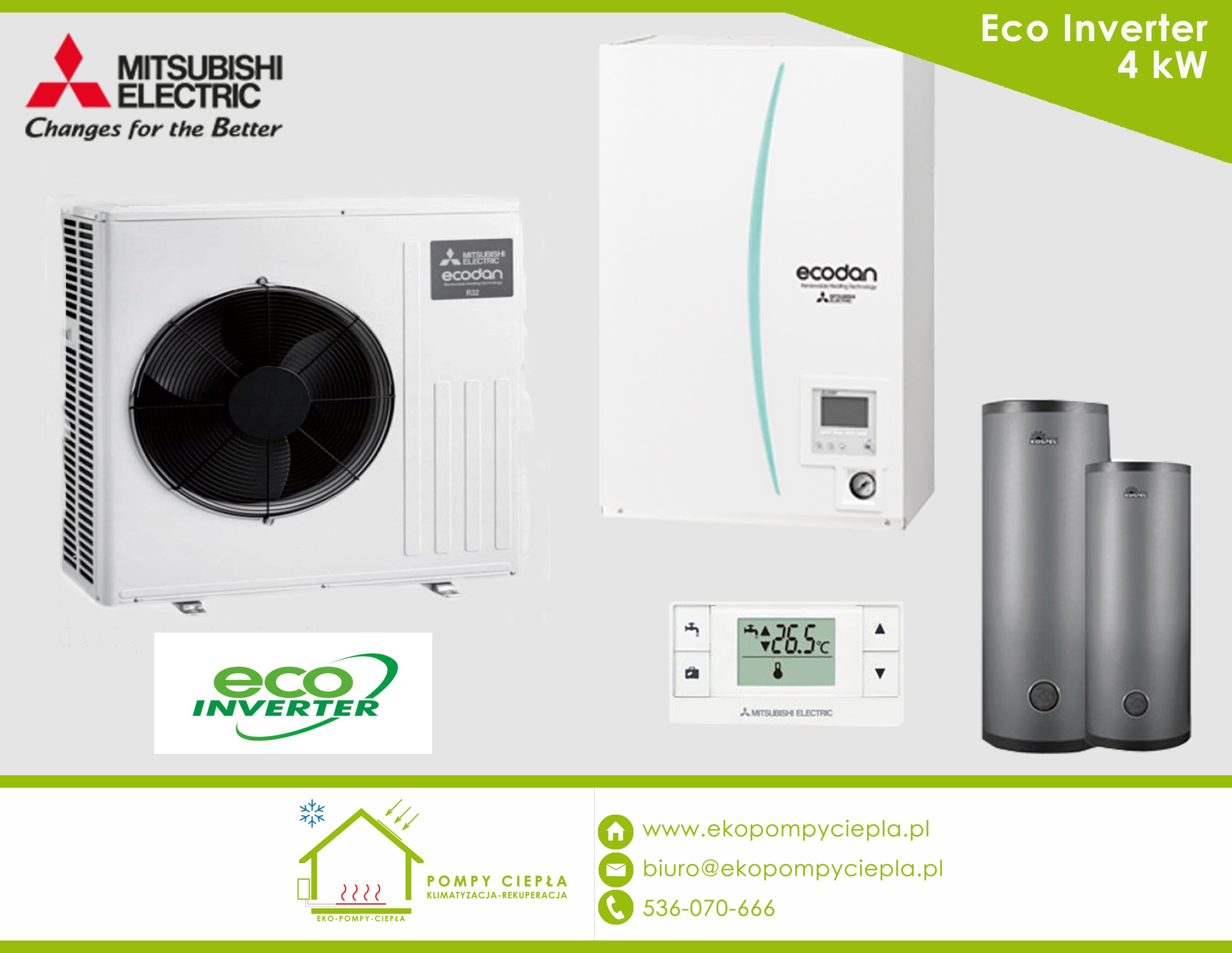 Mitsubishi Eco Inverter 4 kW tepelné čerpadlo