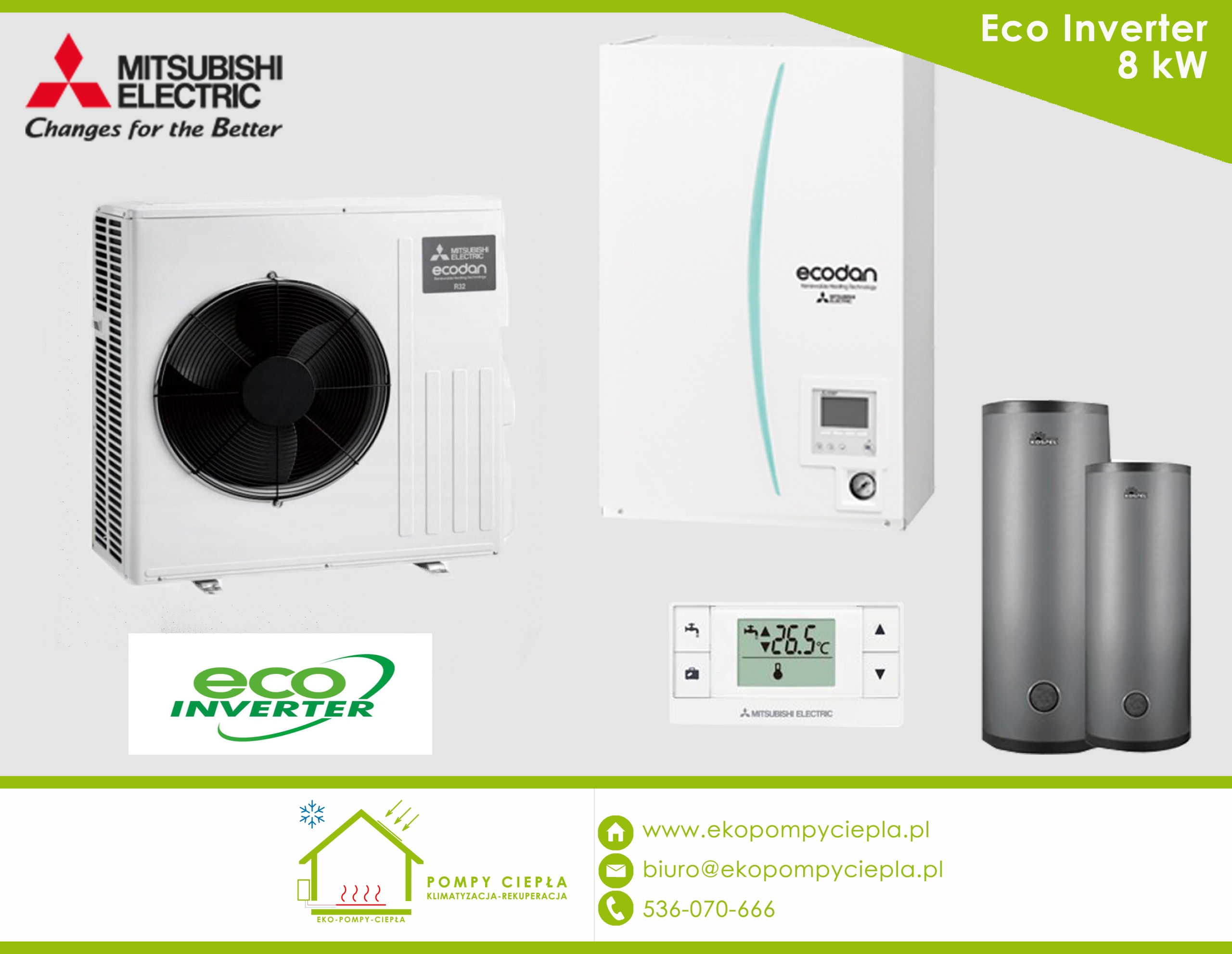 Mitsubishi Eco Inverter 8 kW tepelné čerpadlo