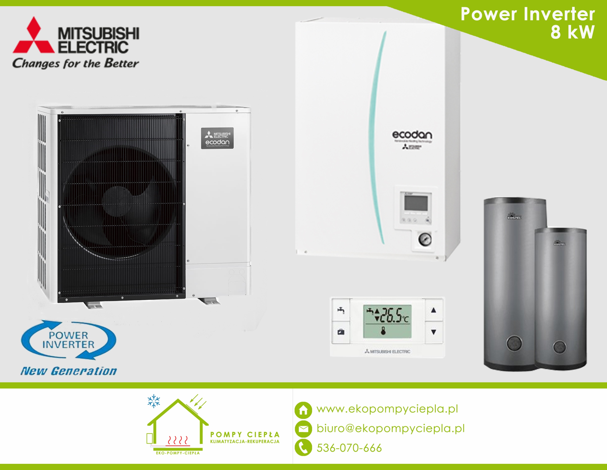 Mitsubishi Power Inverter 8 kW tepelné čerpadlo