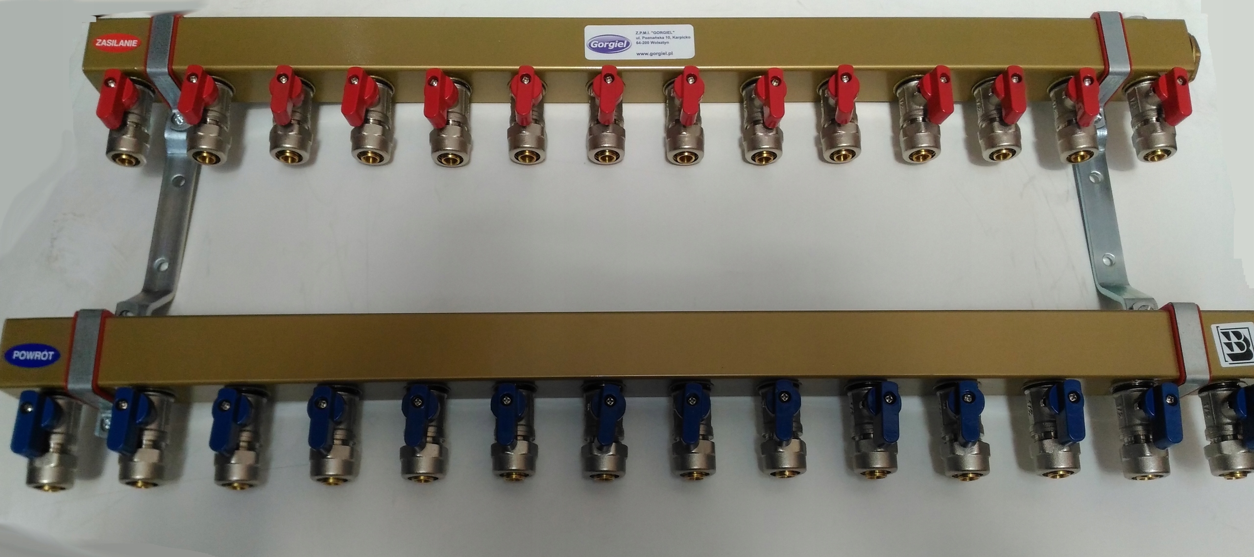 Distribútor, ocelová, kúrenie s ventilmi mini-pex, 14 sekcií