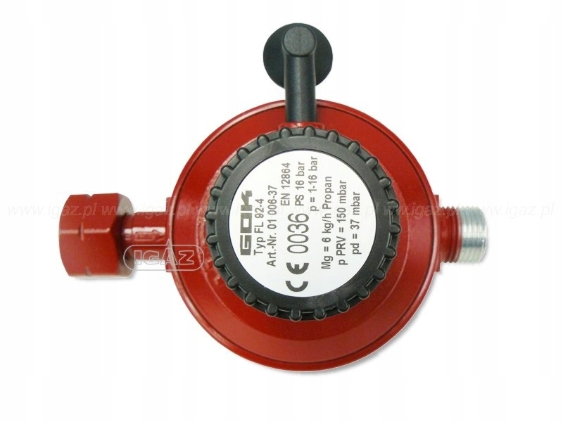 Regulátor plynu 37 mbar, 6 kg / h, pre kachle