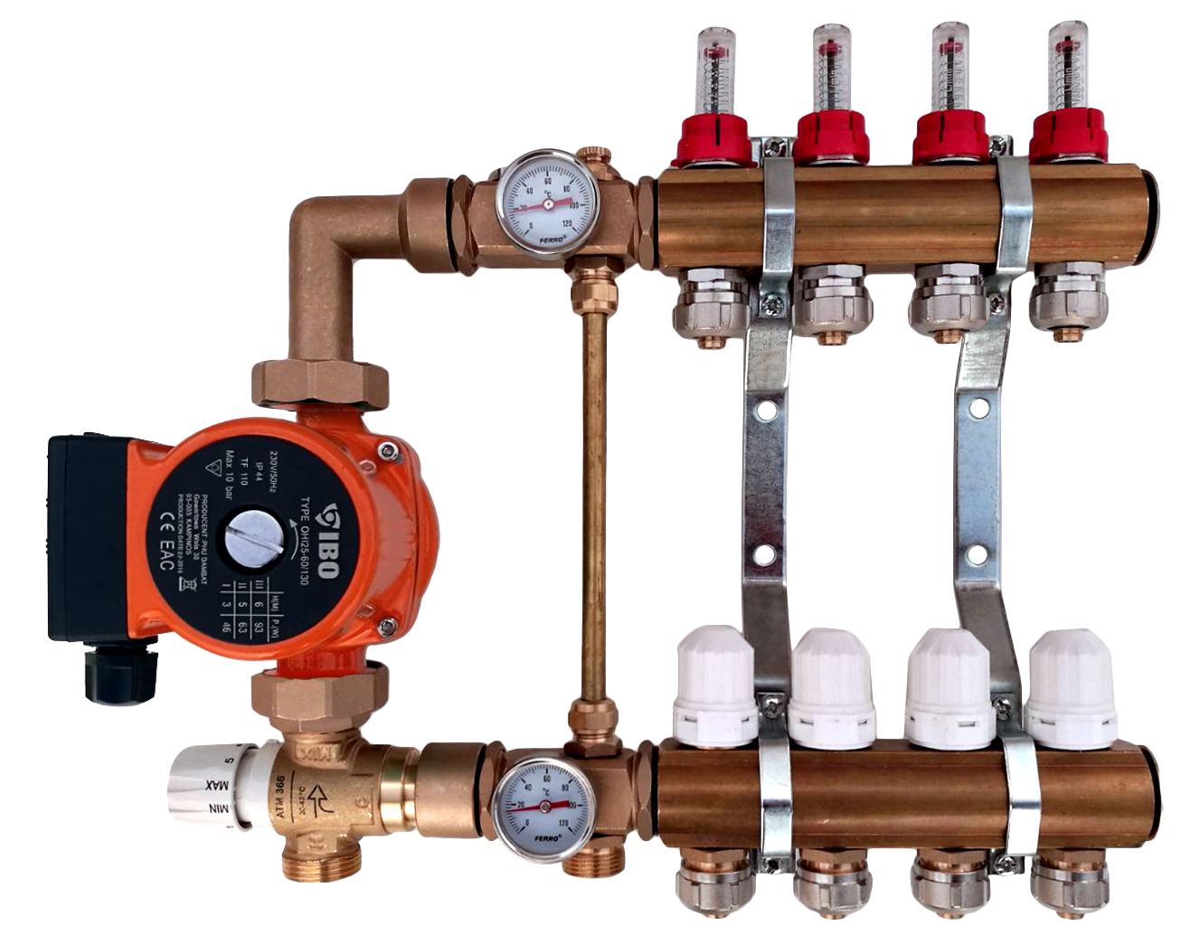 4 rozdeľovač s PUMP GROUP na podlahové dlaždice IBO