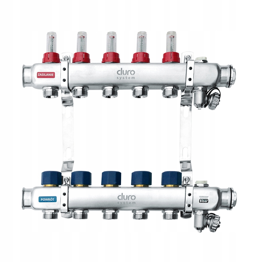 1" podlahový rozdeľovač Duro System R-16, sekcia INOX D/S-RN-OP-16