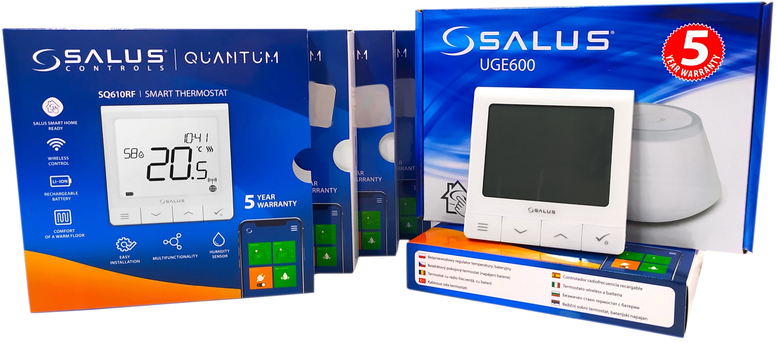 REGULÁTOR SALUS SQ610RF x5 + INTERNETOVÁ BRÁNA UGE600