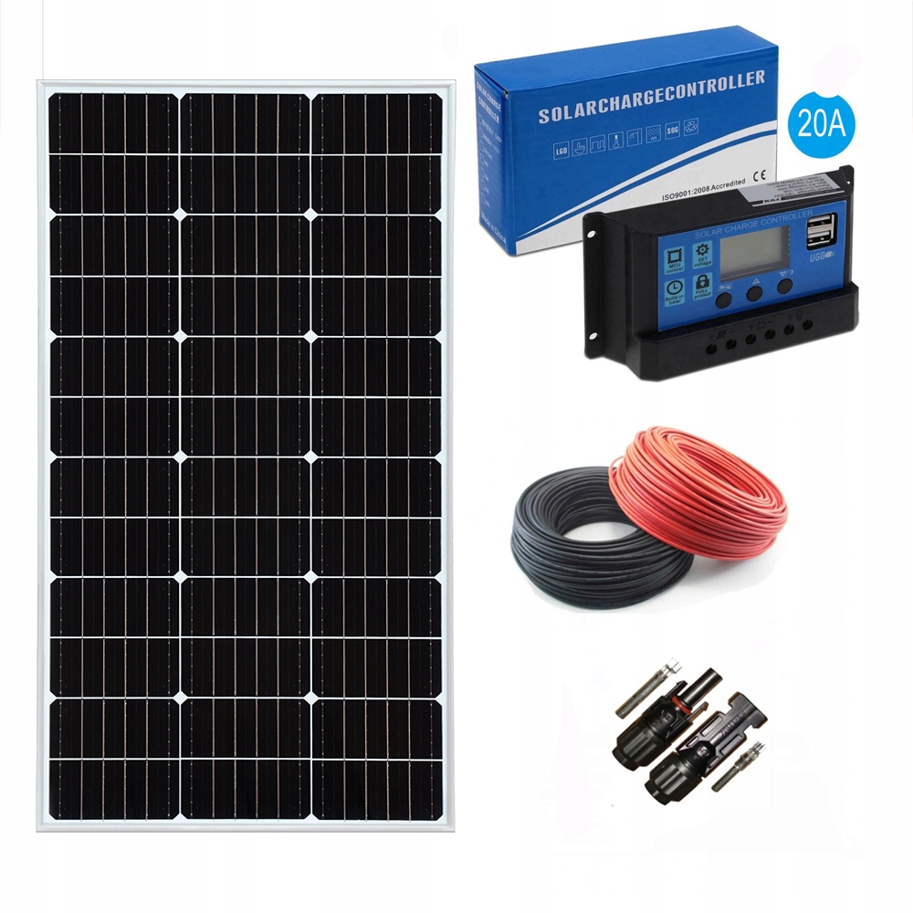 MONO SOLÁRNY PANEL + 20A REGULÁTOR, 100W solárna batéria