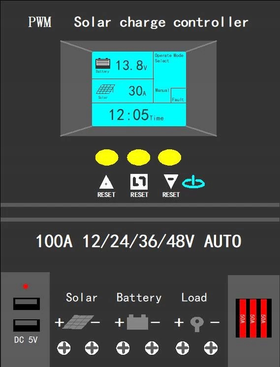 Fotovoltaika - Regulátor solárneho nabíjania 100A Controller 12v-48V