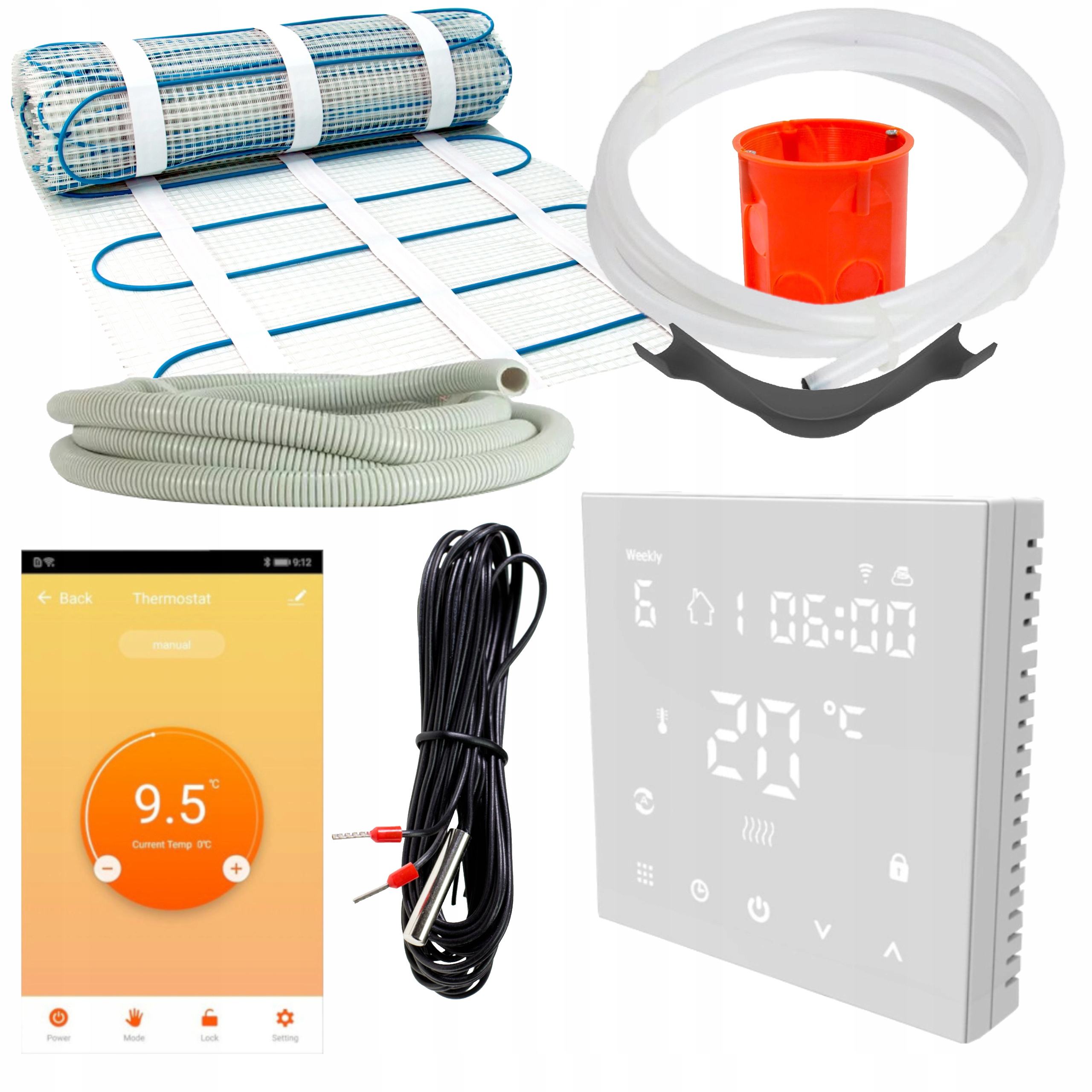 Ovládací termostat wifi 16 a vykurovací mat 2,5 M2