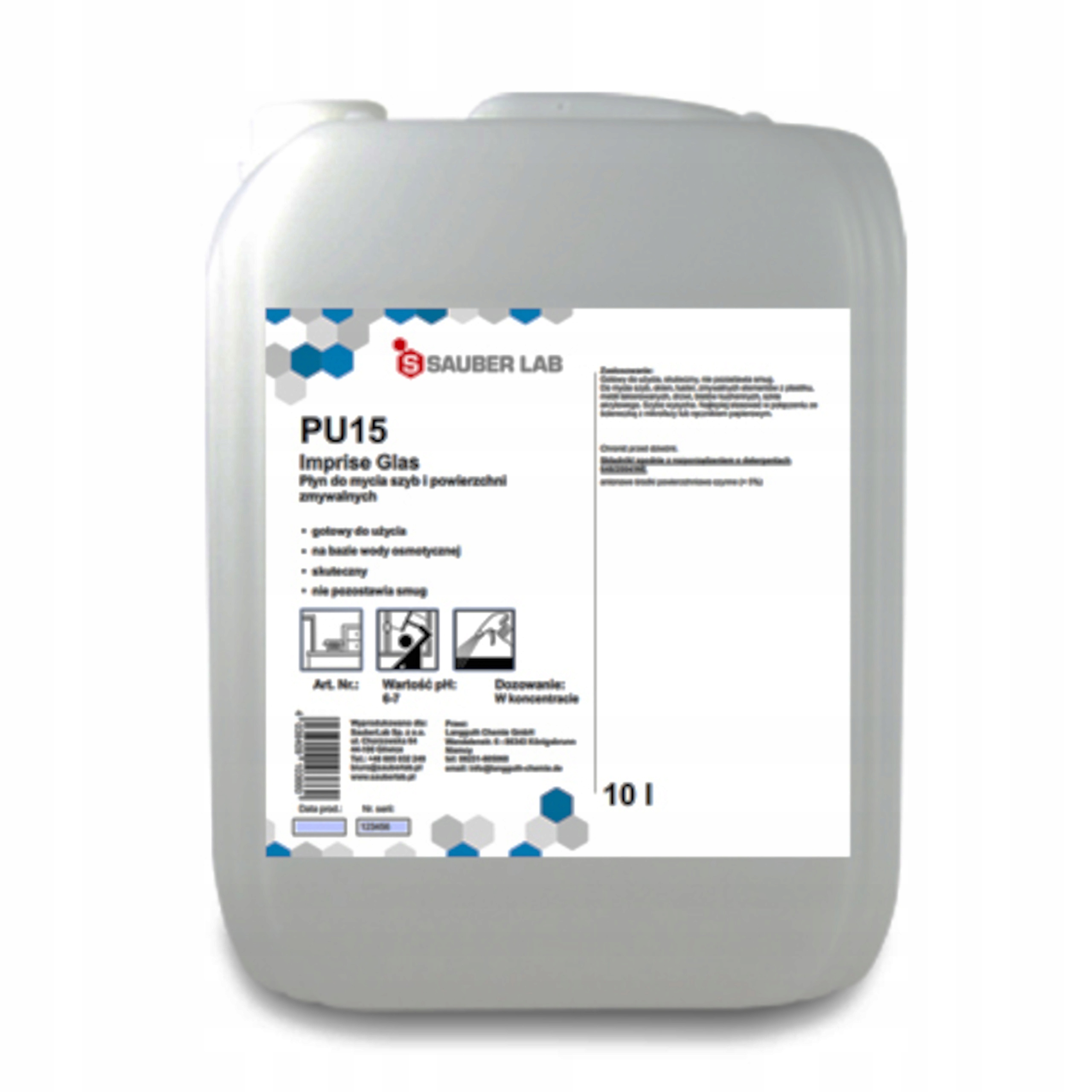Krbová vložka - Laboratórium Sauber Imprise WINDOW LIQUID PU15 10l