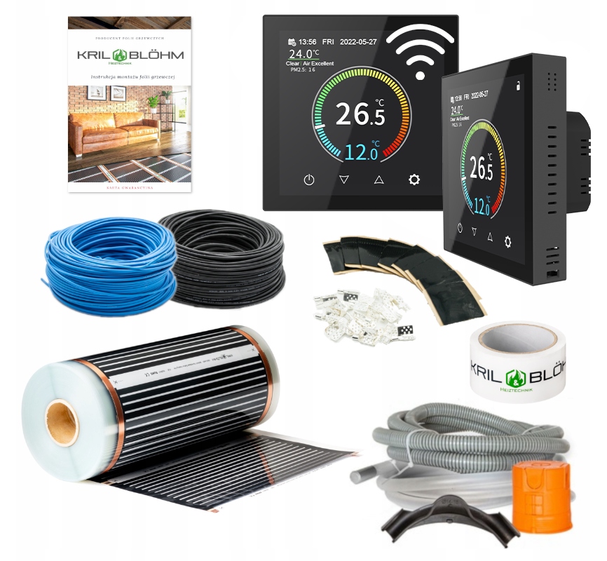 Set podlahovej KÚROVEJ FÓLIE 80W/ 2,5m2 + WI-FI TERMOREGULÁTOR FARVE T-4