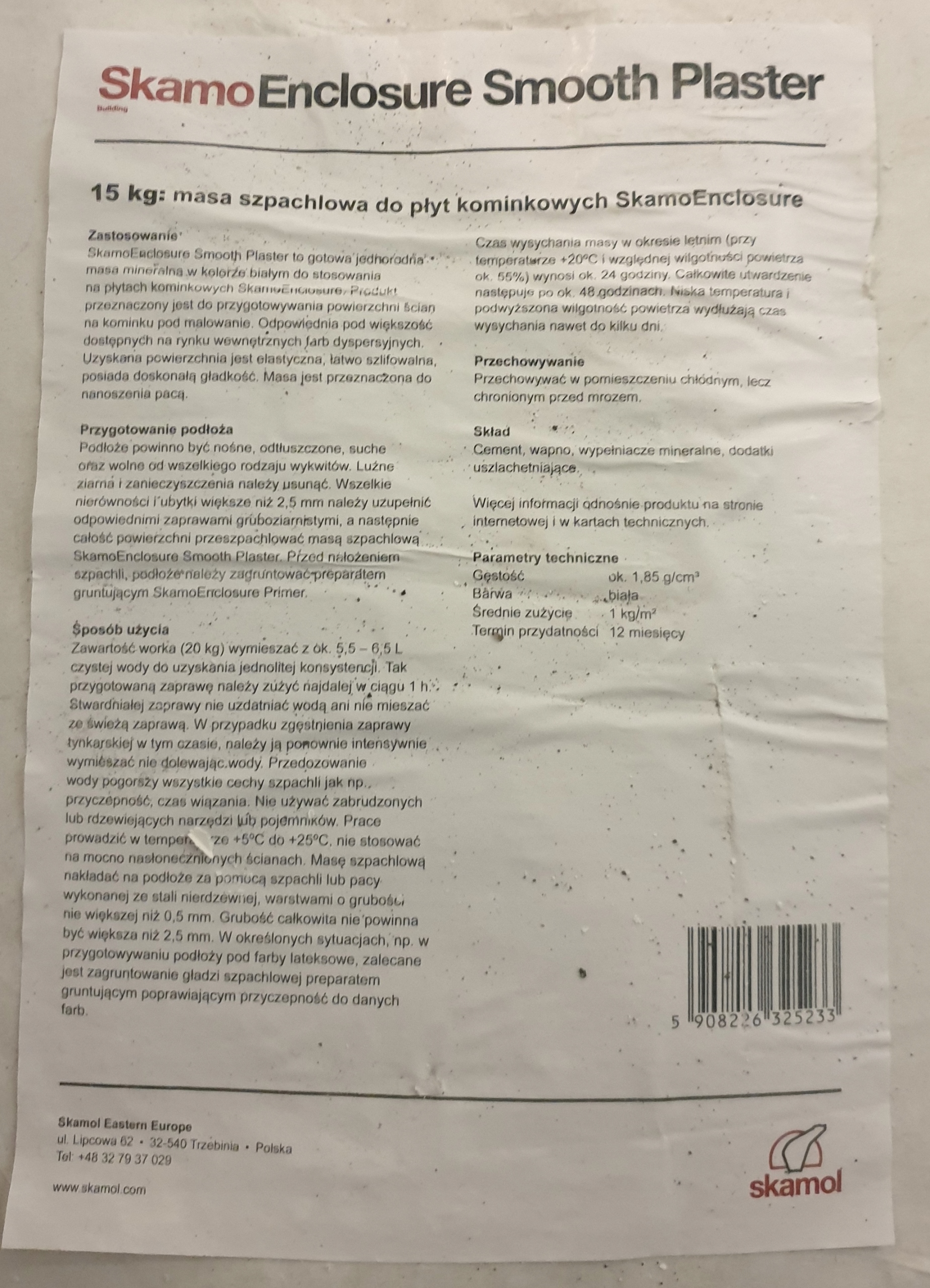 Krb Skamo Enclosure Smooth Plaster s hmotnosťou 15 kg