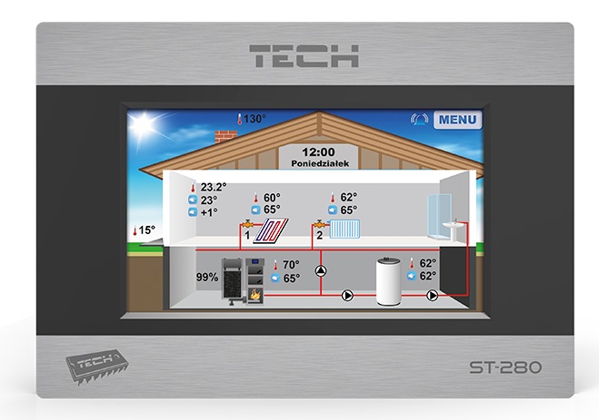Priestorový regulátor TECH ST-280 s RS komunikáciou