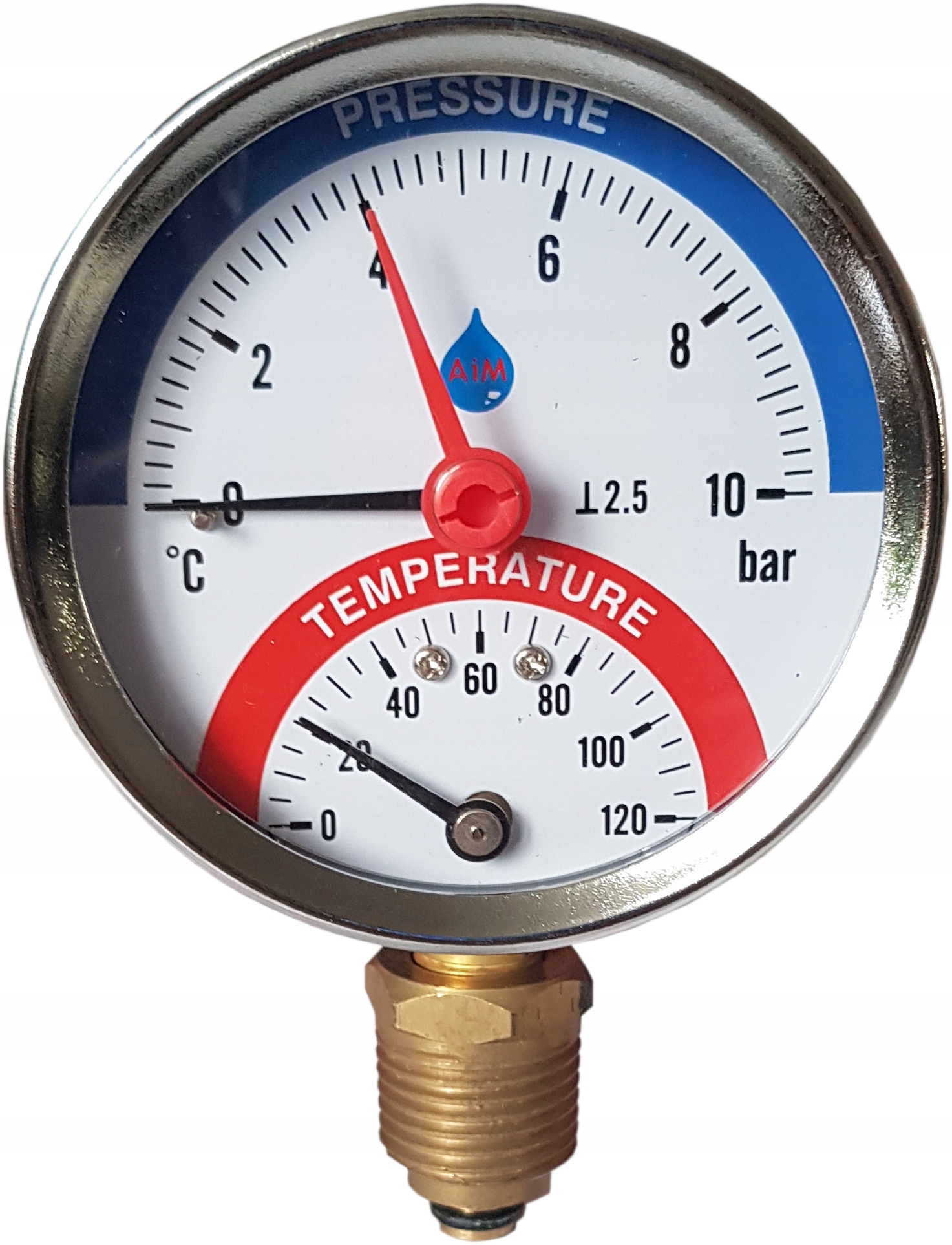 TEPLOMEROMETER 80mm 1/2 10 bar 120C SPODNÝ RADIÁLNY