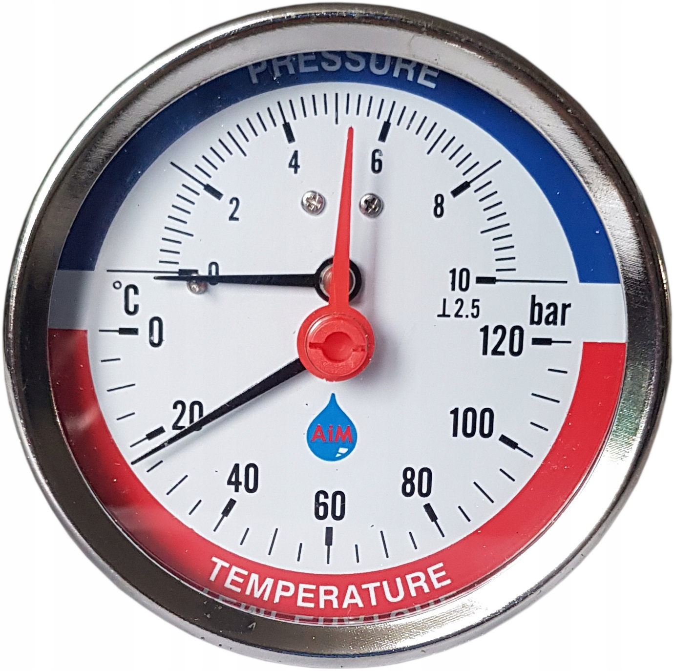 THERMOMANOMETER 80mm 1/2 10 bar 120C ZADNÝ AXIÁL