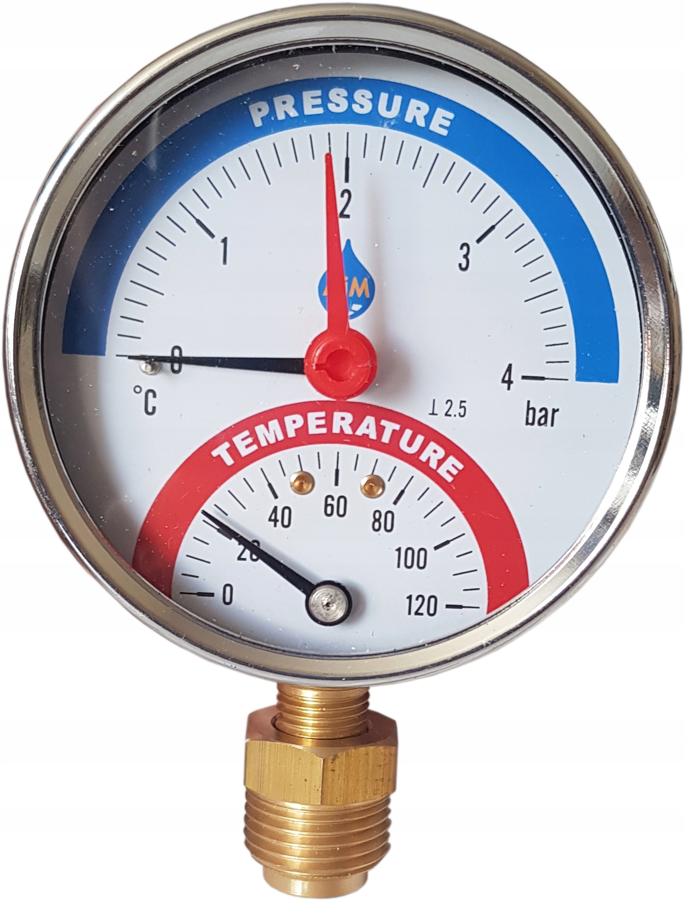 TEPLOMEROMETER 80mm 1/2 4 bar 120C DOLNÝ RADIÁLNY