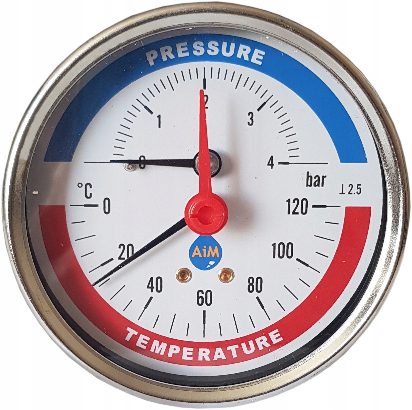 THERMOMANOMETER 80mm 1/2 4 bar 120C ZADNÝ AXIÁL