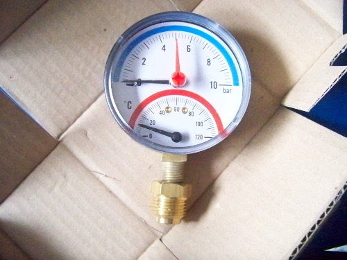 THERMOMANOMETER 80mm / 120st / 10 BAR RADIAL CO. STOP