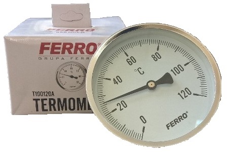 SHIELD THERMOMETER 100 mm 1/2 "axial, 0-120C