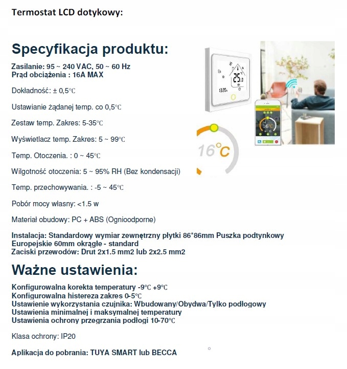 Megss lcd dotykový termostat