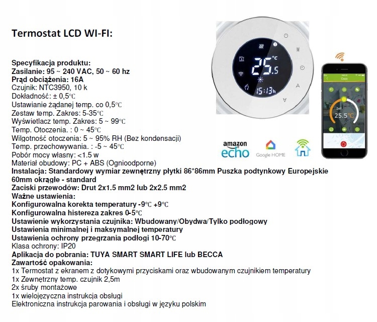 Dotykový termostat wifi megss