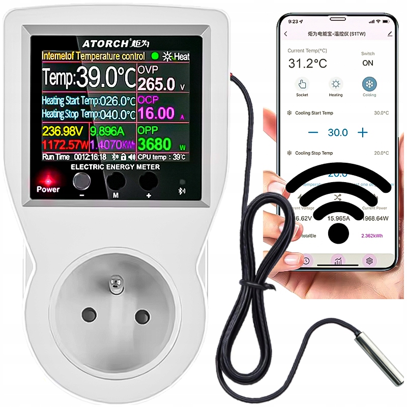 Elektronický termostat wifi hodinky časovač aplikačná zásuvka 230 v 3680 W