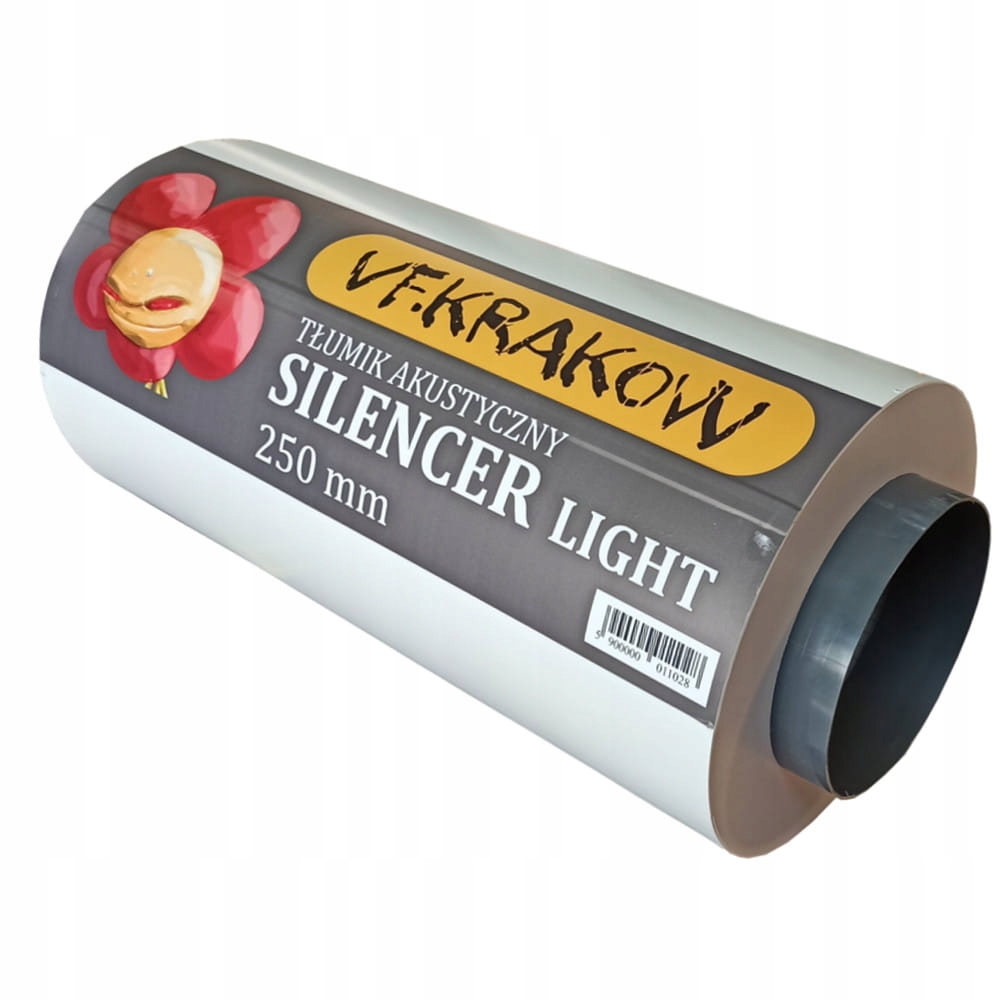 RUČNÝ AKUSTICKÝ TLMIČ VÝFUKU, SVETLO, fi 250 mm, dĺžka 890 cm