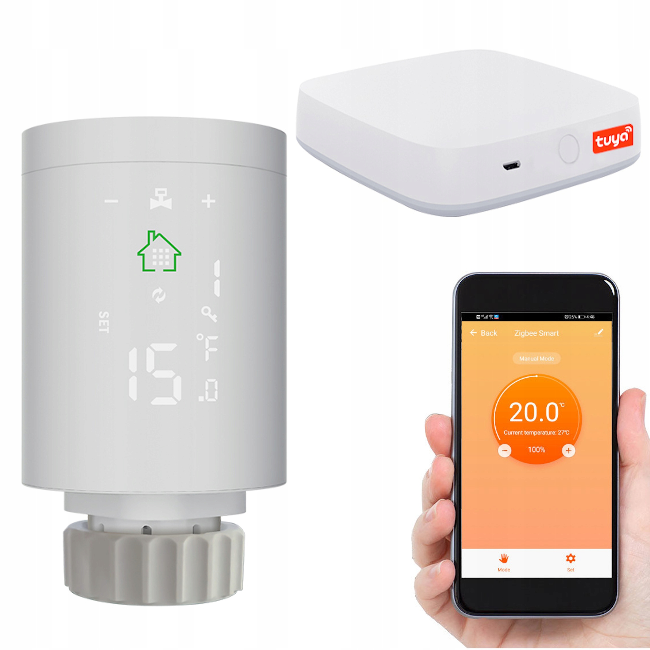 TUYA SADA TERMOSTATICKÁ HLAVA + WIFI JEDNOTKA