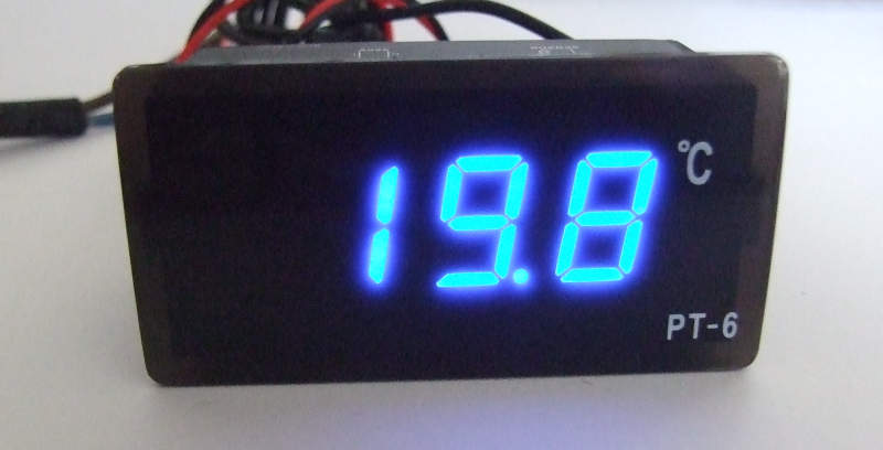Elektronický teplomer LED -40 + 110C 230V MODRÝ