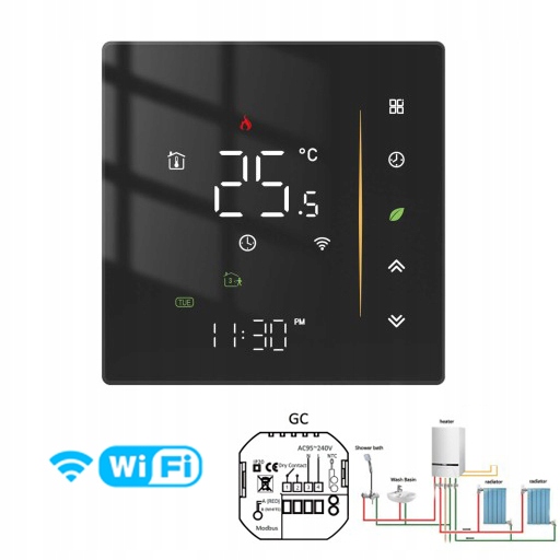 LED termostat WIFI TUYA Plynový/vodný ohrievač GC