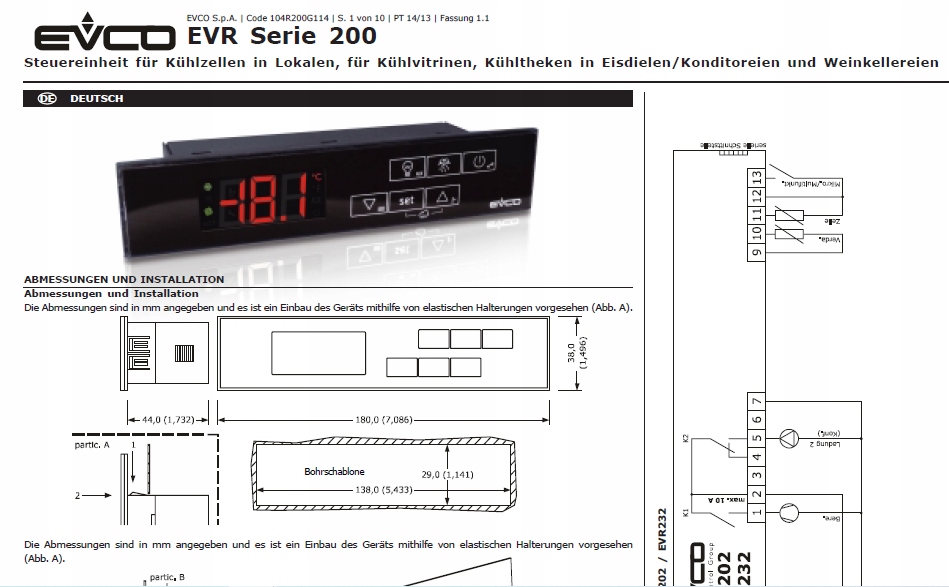 Digitálny regulátor chladenia termostatu EVCO evrs