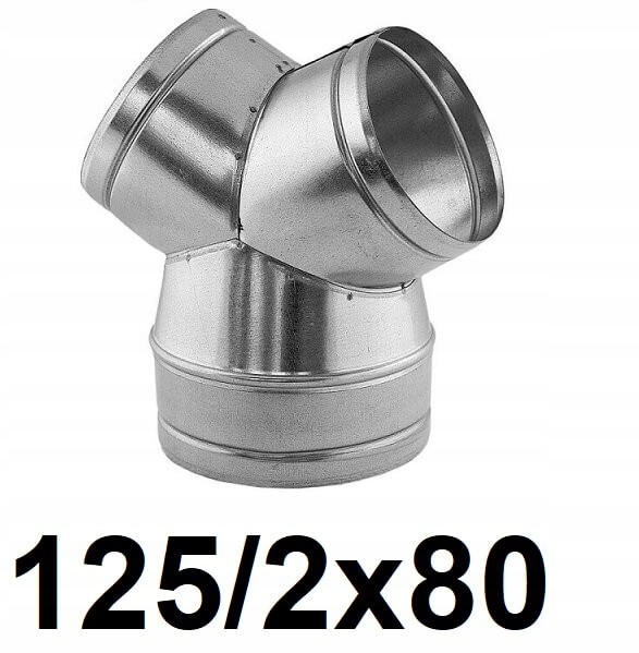 Redukčné T-kus 125 / 2 × 80 [mm]