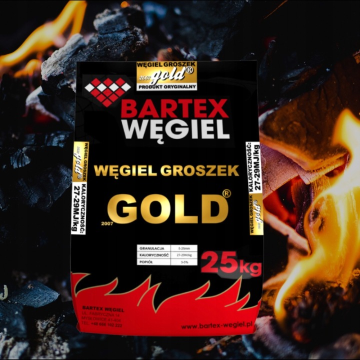 BARTEX GOLD PREMIUM Hrachové uhlie 25 kg | Výhrevnosť 27–29 MJ/kg