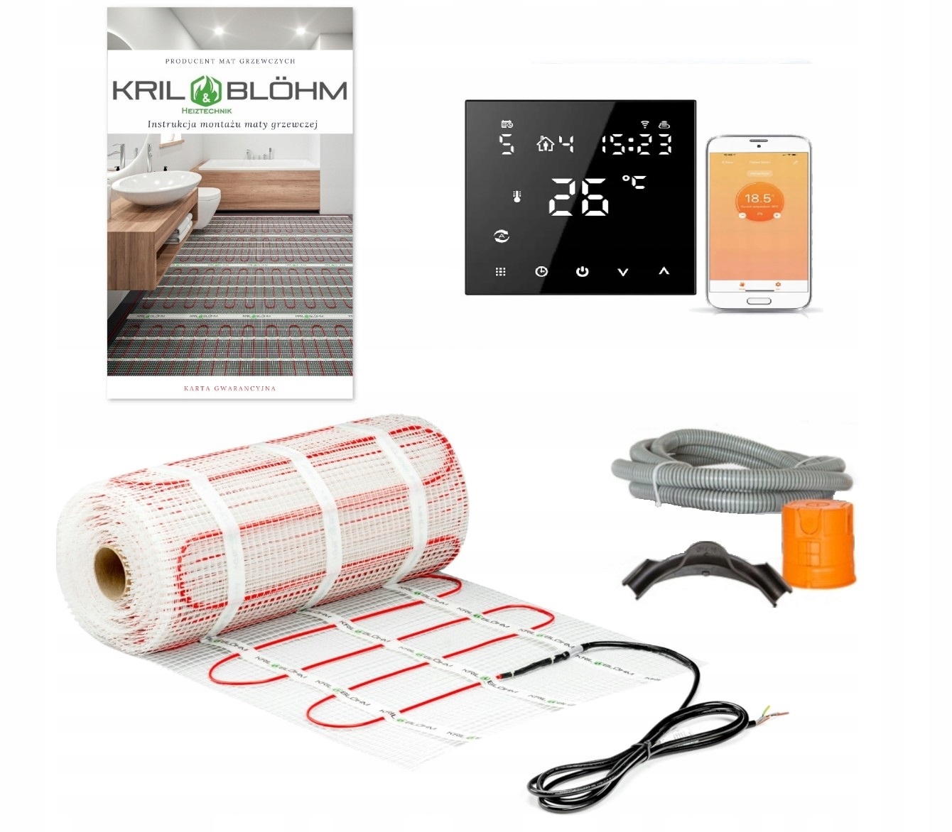 VYHRIEVACIA ROHOŽ VYKUROVACIA SADA 150W/M2 2M2/H 607 WIFI ČIERNA