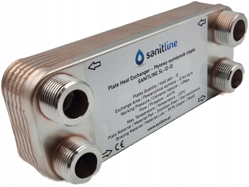 TEPELNÝ VÝMENNÍK SANITLINE 12 platní 15 kW 4 × 3/4"