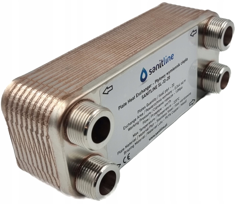 Sanitline 20 taskový výmenník tepla 20 kW 4 × 3/4" teplovodný krb krb