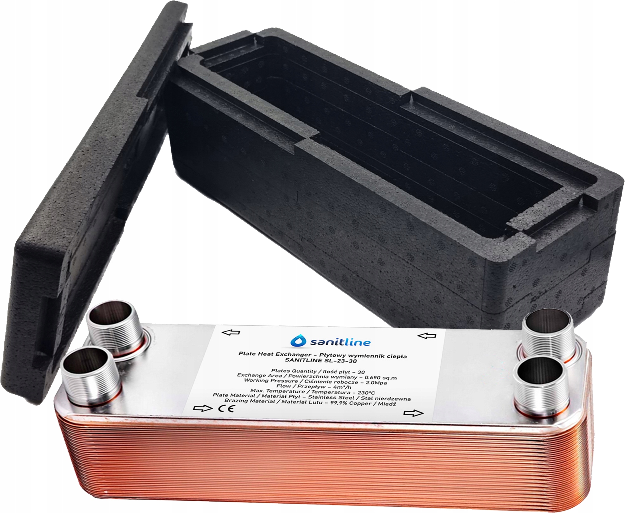 Tepelný výmenník sanitline 30 kW 3/4" + izol