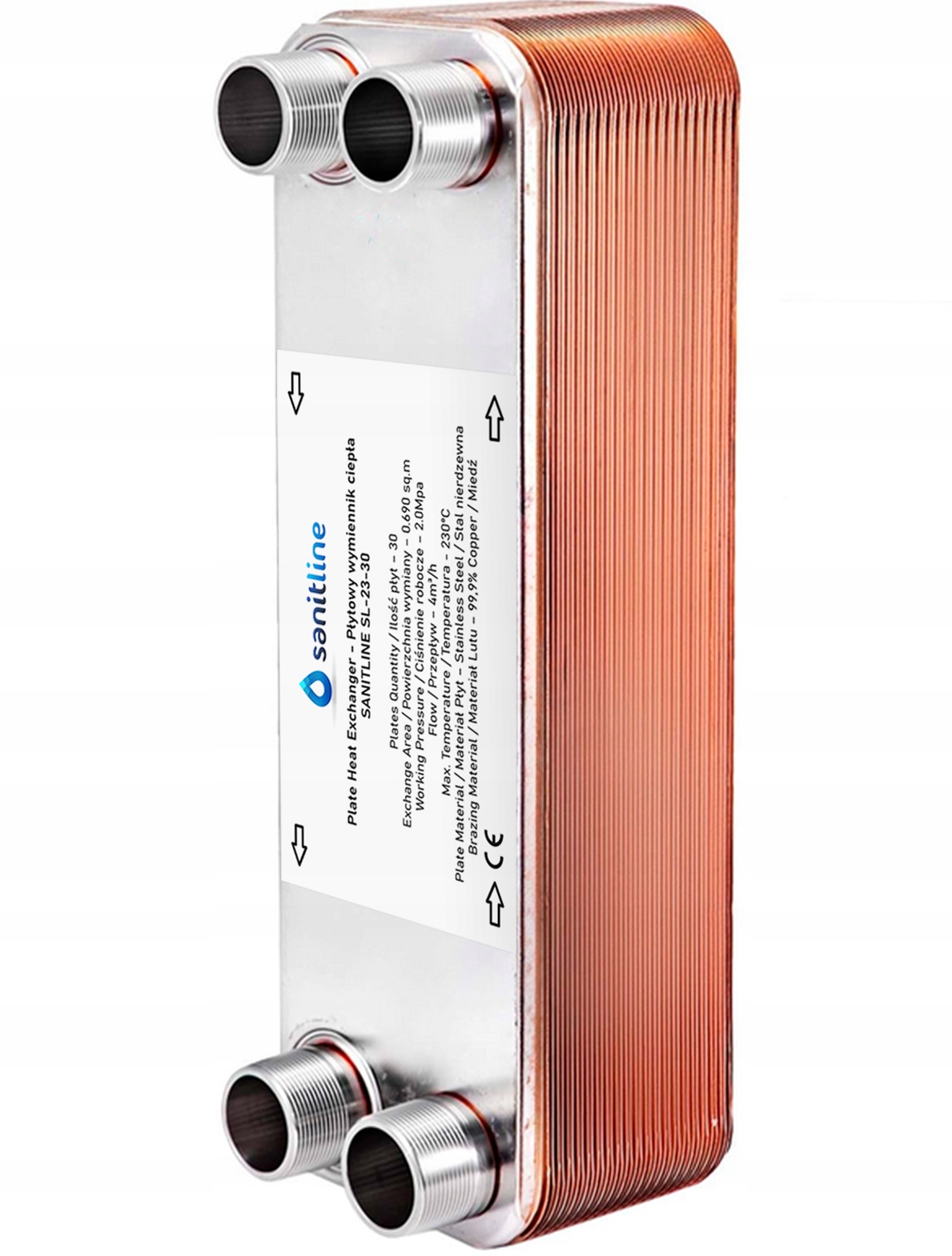 Sanitline tepelný výmenník 30 dosky 30 kW 4 × 3/4"
