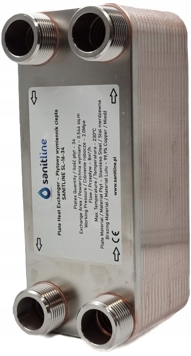 SANITLINE 34 DOSKOVÝ VÝMENNÍK TEPLA VÝKON 45kW 4x 1" CAL