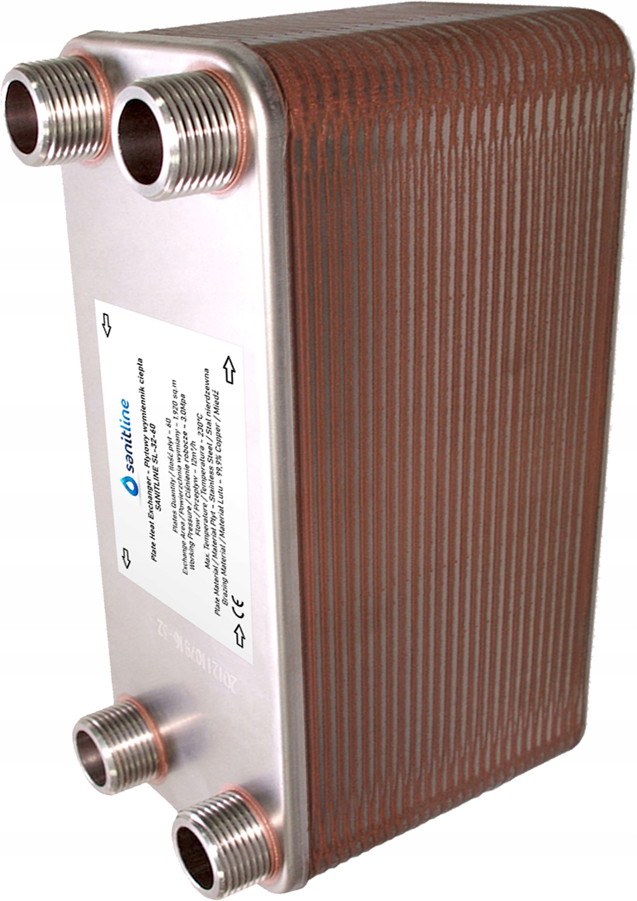 Sanitline tepelný výmenník 60 dosky 130 kW 4 × 1"